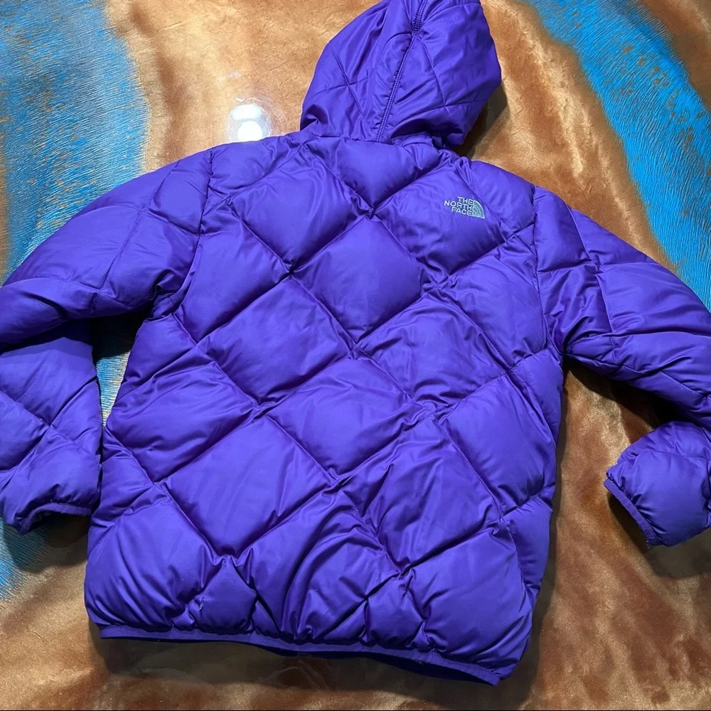 North Face 550 down hooded puffer jacket size L 14-16
